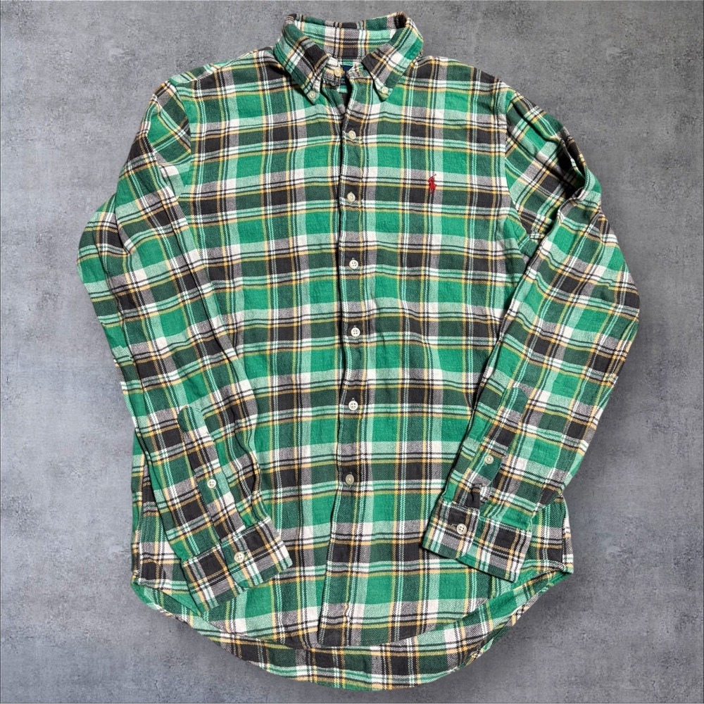 Polo Ralph Lauren Shirt Men S Tartar‎ Plaid Classic Fit Green Flannel Outdoors.